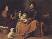 Bartolome Esteban Murillo The Holy Family with a Little bird oil painting on canvas